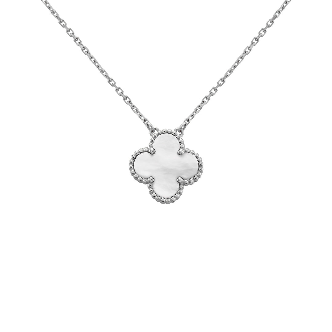 CLOVER LEAF NECKLACE | SILVER WHITE