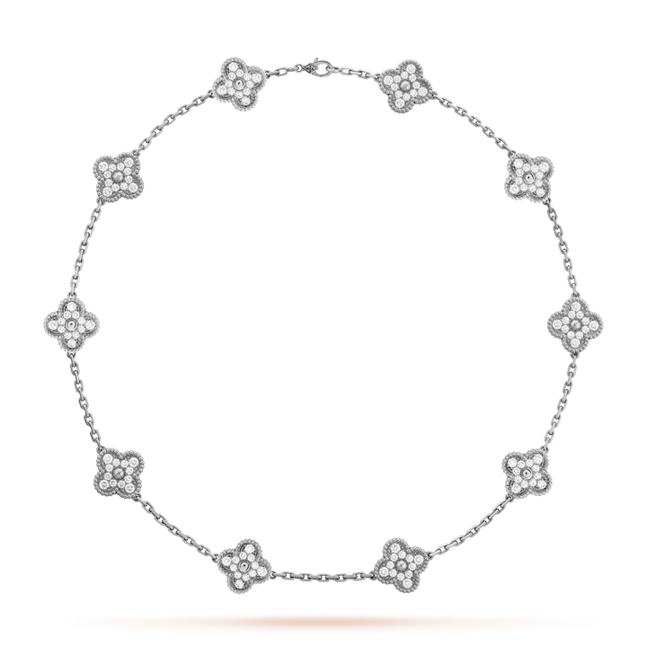 CLOVER DIAMOND NECKLACE 10 | SILVER