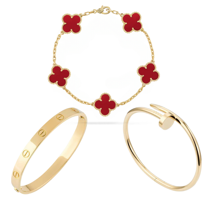 GOLD RED | STACKABLE BRACELET SET