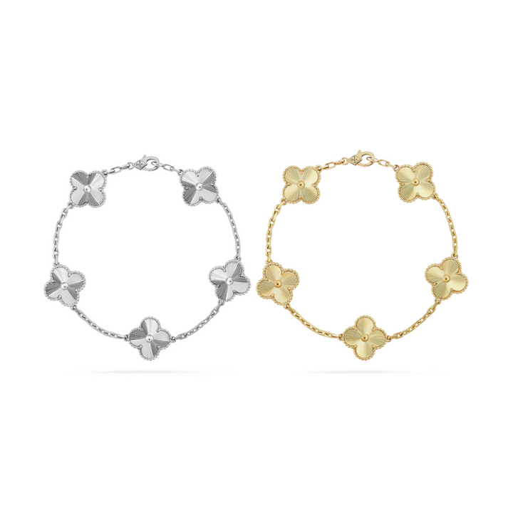 CLOVER LEAF BRACELET SET | GOLD SILVER