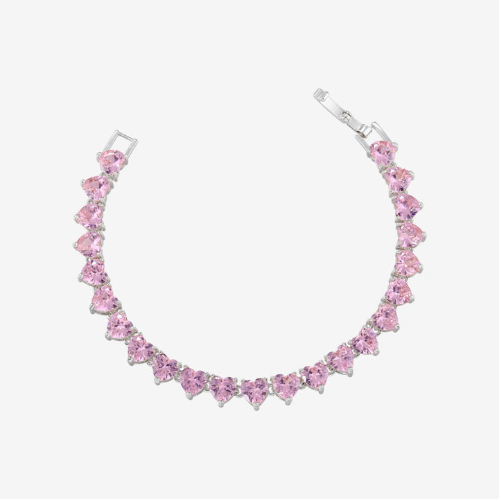 TENNIS BRACELET WITH ROSE HEART